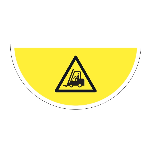 Selbstklebende flache Antirutsch-Markierung (Halbkreis), Achtung Gabelstapler – Folie, 750x375 mm