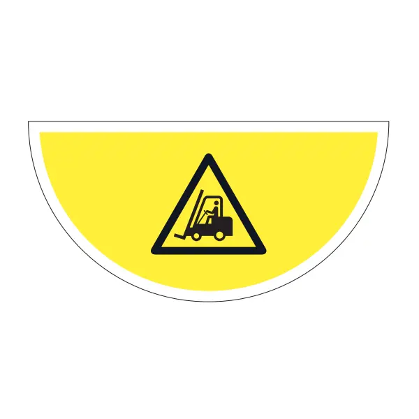 Selbstklebende flache Antirutsch-Markierung (Halbkreis), Achtung Gabelstapler – Folie, 750x375 mm