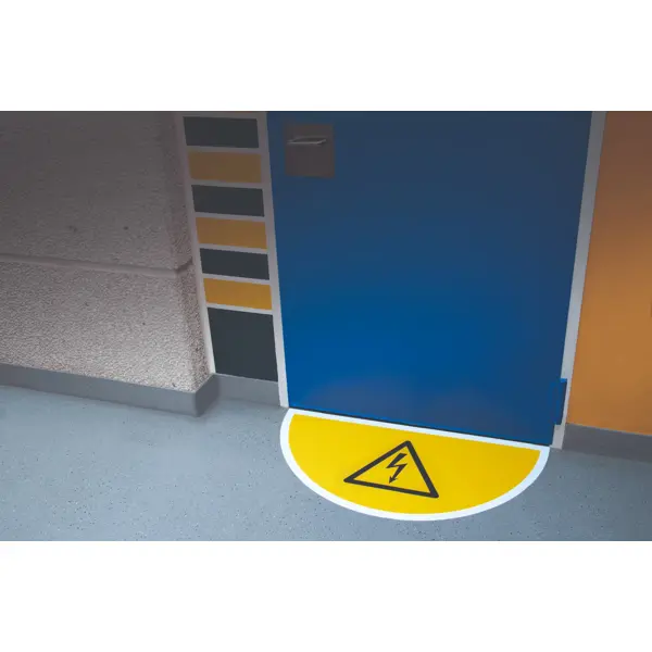 Selbstklebende flache Antirutsch-Markierung (Halbkreis), Achtung Gabelstapler – Folie, 900x450 mm