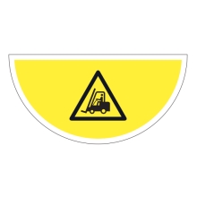 Selbstklebende flache Antirutsch-Markierung (Halbkreis), Achtung Gabelstapler – PVC, 750x375 mm