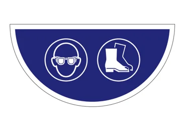 Selbstklebende flache Antirutsch-Markierung (Halbkreis) – Augen- und Fußschutz benutzen