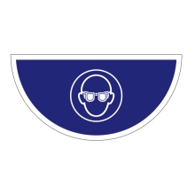 Selbstklebende flache Antirutsch-Markierung (Halbkreis), Augenschutz benutzen – Folie, 750x375 mm