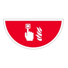 Selbstklebende flache Antirutsch-Markierung (Halbkreis), Feueralarm – Nachleuchtendes PVC, 750×375 mm