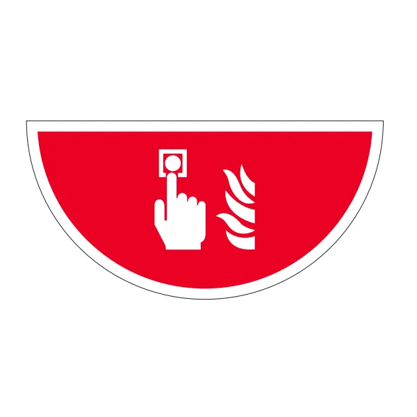 Selbstklebende flache Antirutsch-Markierung (Halbkreis), Feueralarm – Nachleuchtendes PVC, 750×375 mm