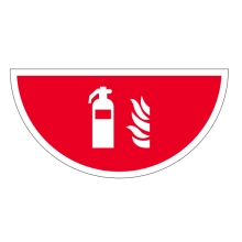 Selbstklebende flache Antirutsch-Markierung (Halbkreis), Feuerlöscher – Nachleuchtende Folie, 750×375 mm
