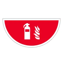 Selbstklebende flache Antirutsch-Markierung (Halbkreis), Feuerlöscher – Nachleuchtendes PVC, 750×375 mm