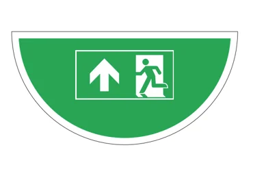 Selbstklebende flache Antirutsch-Markierung (Halbkreis), nachleuchtend – Notausgang