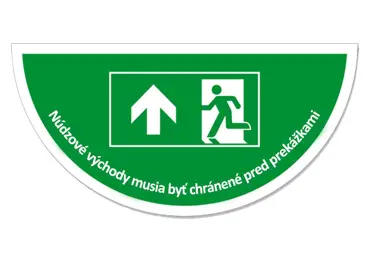 Selbstklebende flache Antirutsch-Markierung (Halbkreis), nachleuchtend – Notausgang mit Text