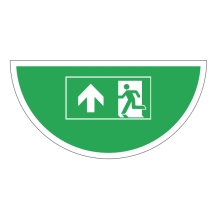 Selbstklebende flache Antirutsch-Markierung (Halbkreis), Notausgang – Nachleuchtende Folie, 750×375 mm