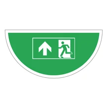 Selbstklebende flache Antirutsch-Markierung (Halbkreis), Notausgang – Nachleuchtende Folie, 750×375 mm