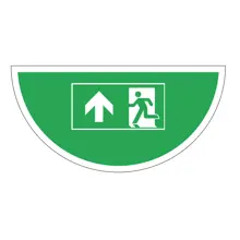 Selbstklebende flache Antirutsch-Markierung (Halbkreis), Notausgang – Nachleuchtende Folie, 900×450 mm