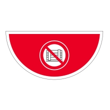 Selbstklebende flache Antirutsch-Markierung (Halbkreis), Paletten lagern verboten – Folie, 750x375 mm