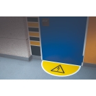 Selbstklebende flache Antirutsch-Markierung (Halbkreis), Paletten lagern verboten – PVC, 900x450 mm