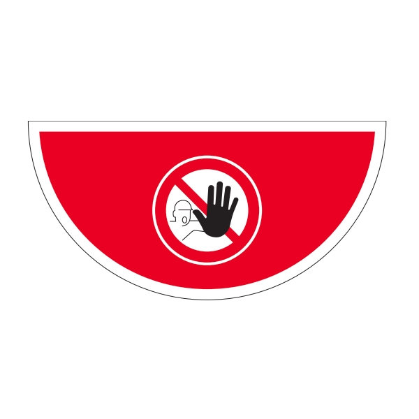 Selbstklebende flache Antirutsch-Markierung (Halbkreis), Zutritt verboten – Folie, 750x375 mm