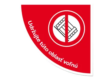 Selbstklebende flache Antirutsch-Markierung (Viertelkreis) – Paletten lagern verboten