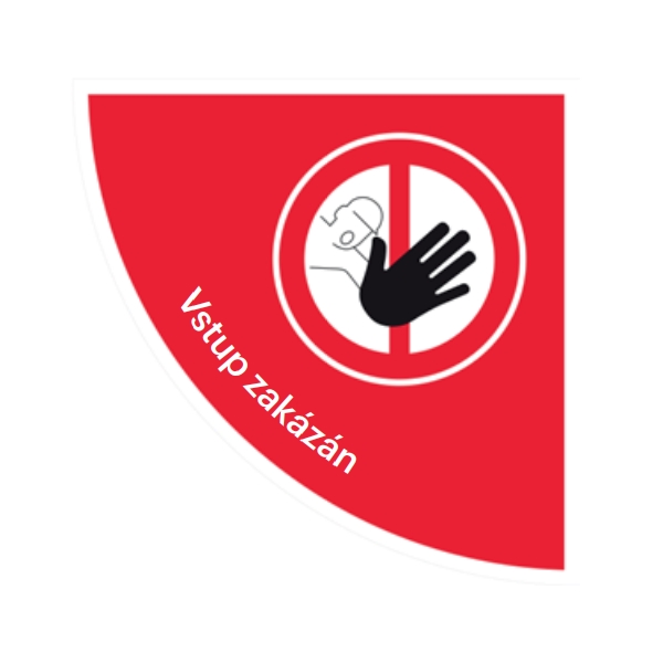 Selbstklebende flache Antirutsch-Markierung (Viertelkreis), ''Zutritt verboten'' – PVC, 900×900 mm