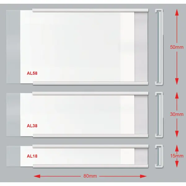 Selbstklebende Leiste, Etikettenhalter, Typ C – 15 mm × 1 m, 10er-Pack