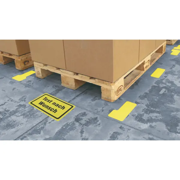 Selbstklebende Markierung von Lagerplätzen – Polycarbonat, gelb-schwarz, 120×100 mm