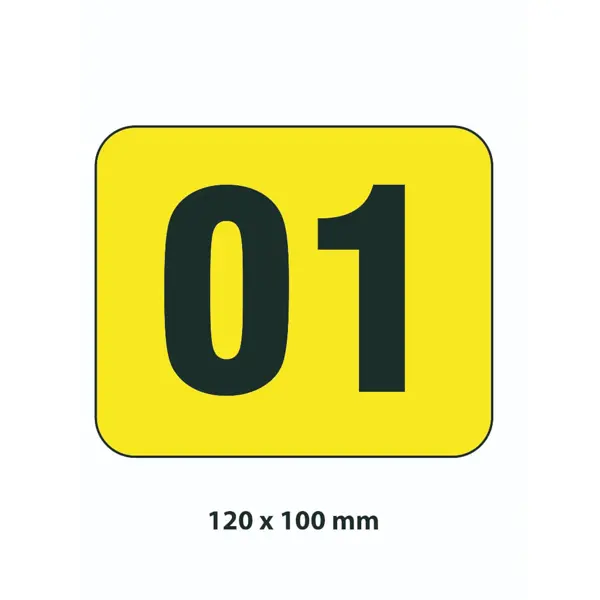 Selbstklebende Markierung von Lagerplätzen – Polycarbonat, gelb-schwarz, 120×100 mm
