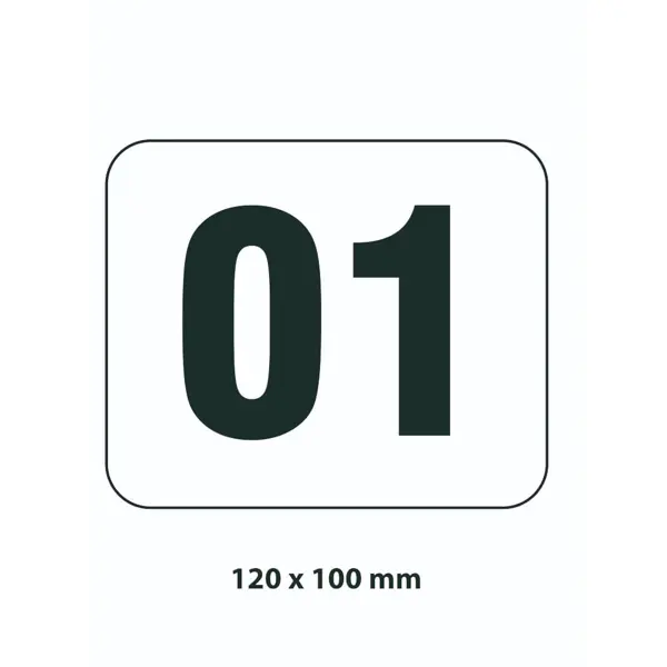 Selbstklebende Markierung von Lagerplätzen – Polycarbonat, schwarz-weiß, 120×100 mm