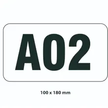 Selbstklebende Markierung von Lagerplätzen – Polycarbonat, schwarz-weiß, 180×100 mm