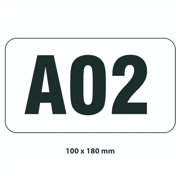 Selbstklebende Markierung von Lagerplätzen – Polycarbonat, schwarz-weiß, 180×100 mm