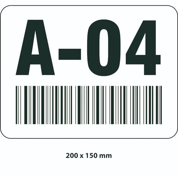 Selbstklebende Markierung von Lagerplätzen – Polycarbonat, schwarz-weiß, 200×150 mm