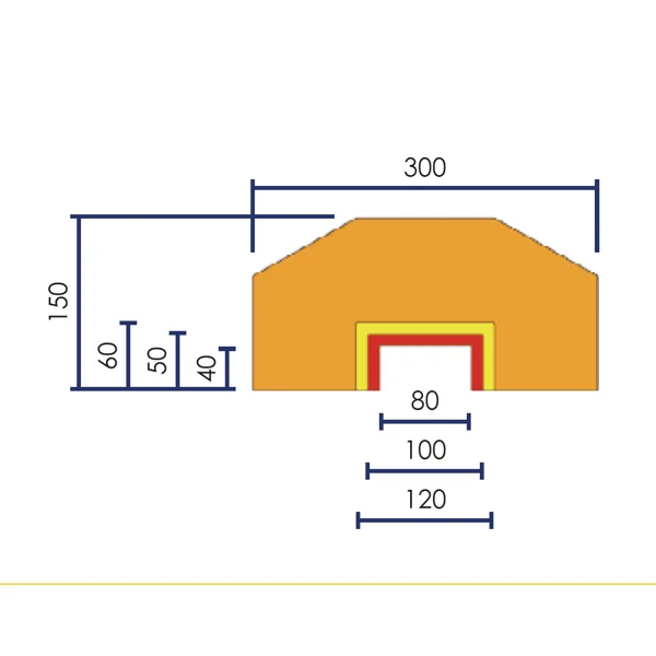 Selbstklebendes Schutzprofil aus Schaumstoff für Stahlträger–1000×150×300mm, gelb-schwarz