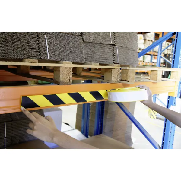 Selbstklebendes Warnschutzprofil SoftBumpers aus Schaumstoff – 5000×60 mm, gelb-schwarz