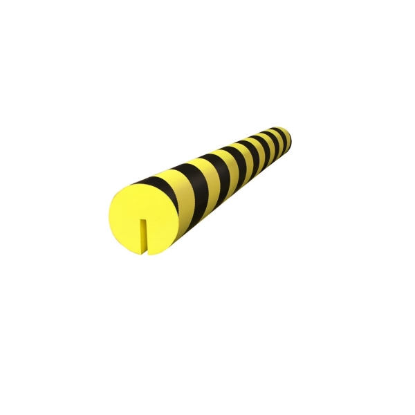 Selbstklebendes Warnschutzprofil SoftBumpers aus Schaumstoff für Stahlträger – 980× D.100 mm, gelb-schwarz