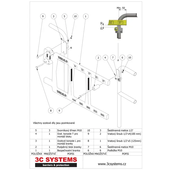 Selbstschließendes Sicherheitstor SafeGate – gelb, 560 mm