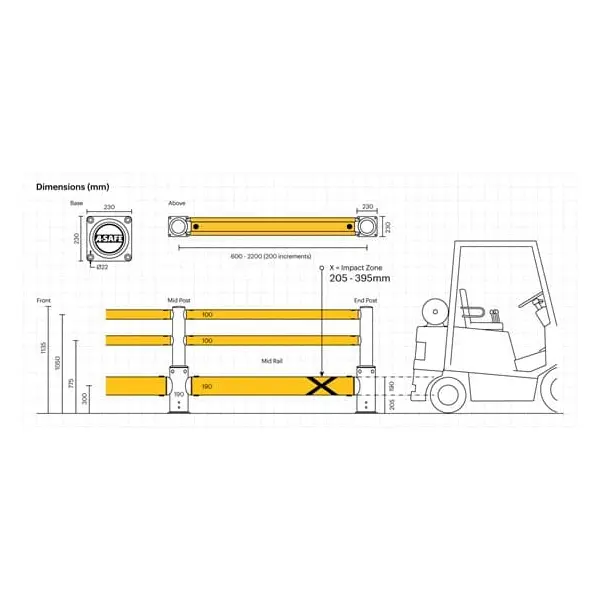 Sicherheitsabsperrung A-SAFE, iFlex Single Traffic Barrier Plus, hoch – 1 m