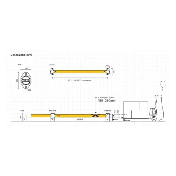 Bezpečnostná zábrana A-SAFE, mFlex Single micro Barrier – 0,7 m
