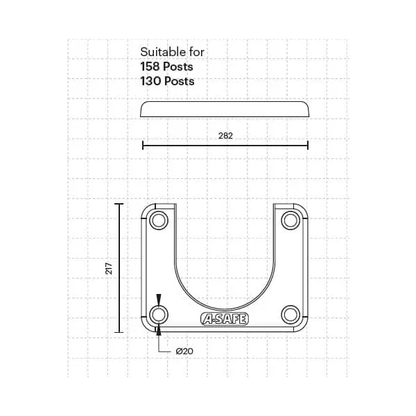 Sicherheitsabsperrung A-SAFE, Sicherheitsfuß Slider Plate für Pfosten D.158 mm