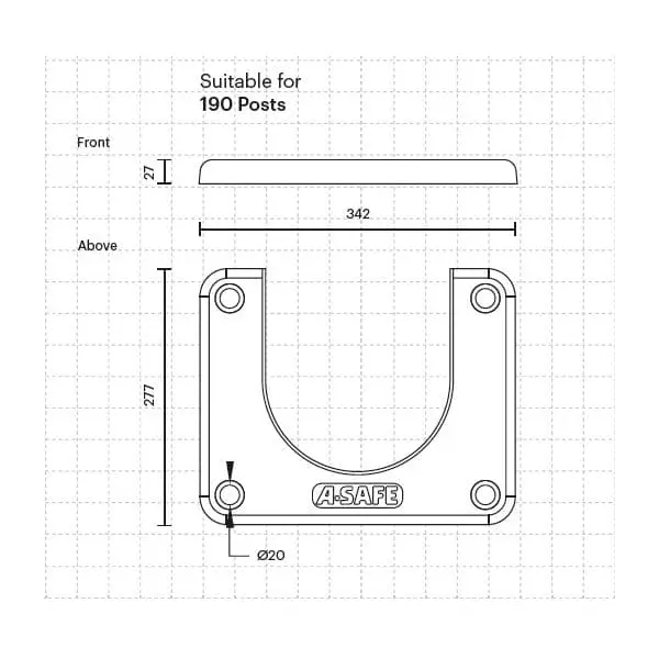 Sicherheitsabsperrung A-SAFE, Sicherheitsfuß Slider Plate für Pfosten D.190 mm