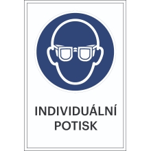 Sicherheitsbefehlkennzeichnung, Augenschutz benutzen, individueller Text – Aluminium-Kompositwerkstoff, 300×450 mm