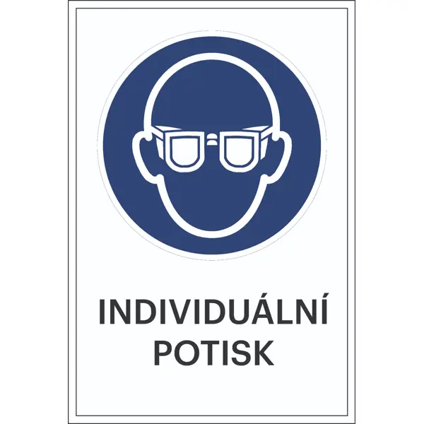 Sicherheitsbefehlkennzeichnung, Augenschutz benutzen, individueller Text – Aluminium-Kompositwerkstoff, 300×450 mm