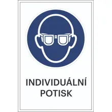 Sicherheitsbefehlkennzeichnung, Augenschutz benutzen, individueller Text – Aluminium-Kompositwerkstoff, 500×750 mm