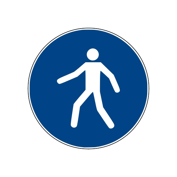 Sicherheitsbefehlkennzeichnung, Fußgängerzone – Antirutsch-PVC, D. 600 mm