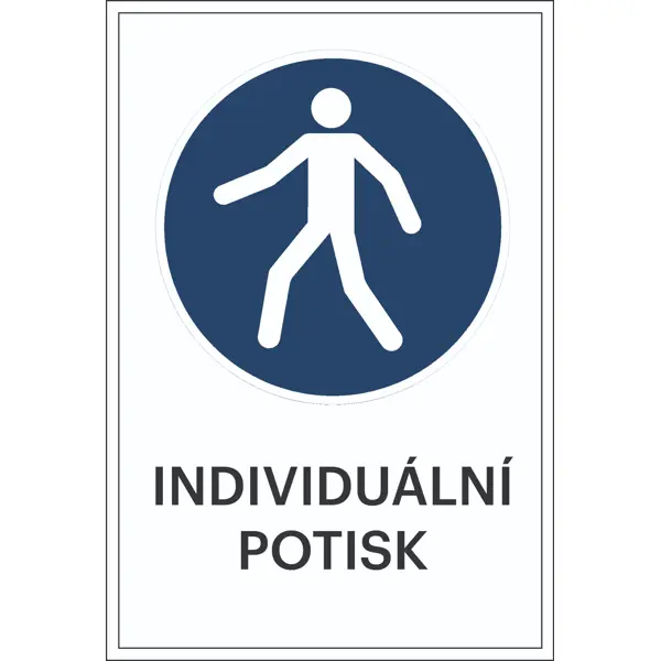 Sicherheitsbefehlkennzeichnung, Fußgängerzone, individueller Text – Folie, 100×150 mm