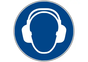 Sicherheitsbefehlkennzeichnung – Gehörschutz benutzen