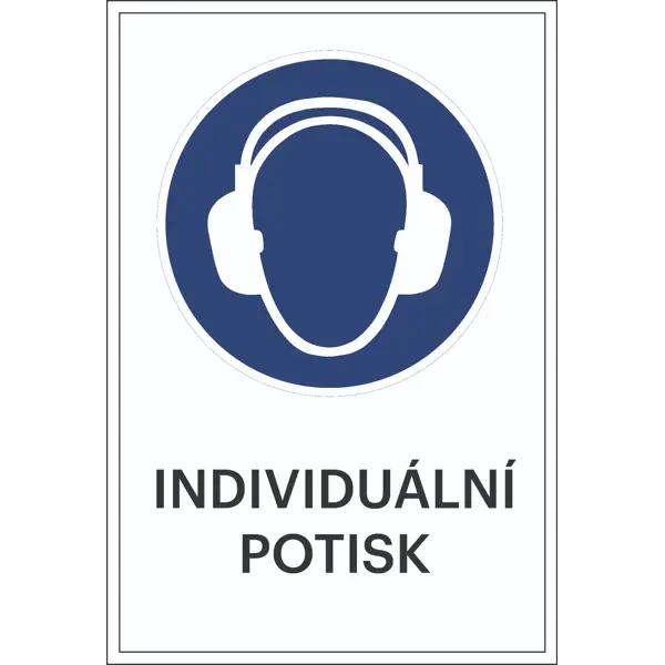 Sicherheitsbefehlkennzeichnung, Gehörschutz benutzen, individueller Text – Folie, 100×150 mm