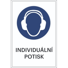 Sicherheitsbefehlkennzeichnung, Gehörschutz benutzen, individueller Text – Folie, 200×300 mm