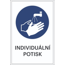 Sicherheitsbefehlkennzeichnung, Hände waschen, mit Möglichkeit des individuellen Textes – Folie, 100×150 mm