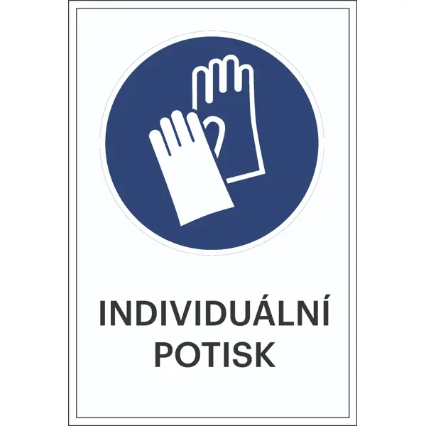 Sicherheitsbefehlkennzeichnung, Handschutz benutzen, individueller Text – Aluminium-Kompositwerkstoff, 500×750 mm