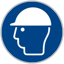 Sicherheitsbefehlkennzeichnung, Schutzhelm benutzen – Antirutsch-PVC, D. 600 mm