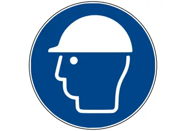 Sicherheitsbefehlkennzeichnung – Schutzhelm benutzen
