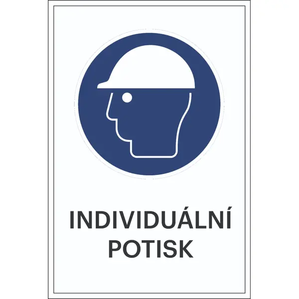 Sicherheitsbefehlkennzeichnung, Schutzhelm benutzen, individueller Text – Folie, 100×150 mm