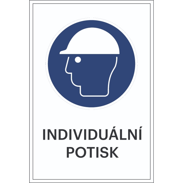 Sicherheitsbefehlkennzeichnung, Schutzhelm benutzen, mit Möglichkeit des individuellen Textes – Folie, 100×150 mm