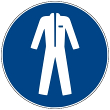 Sicherheitsbefehlkennzeichnung, Schutzkleidung benutzen – Antirutsch-PVC, D. 400 mm